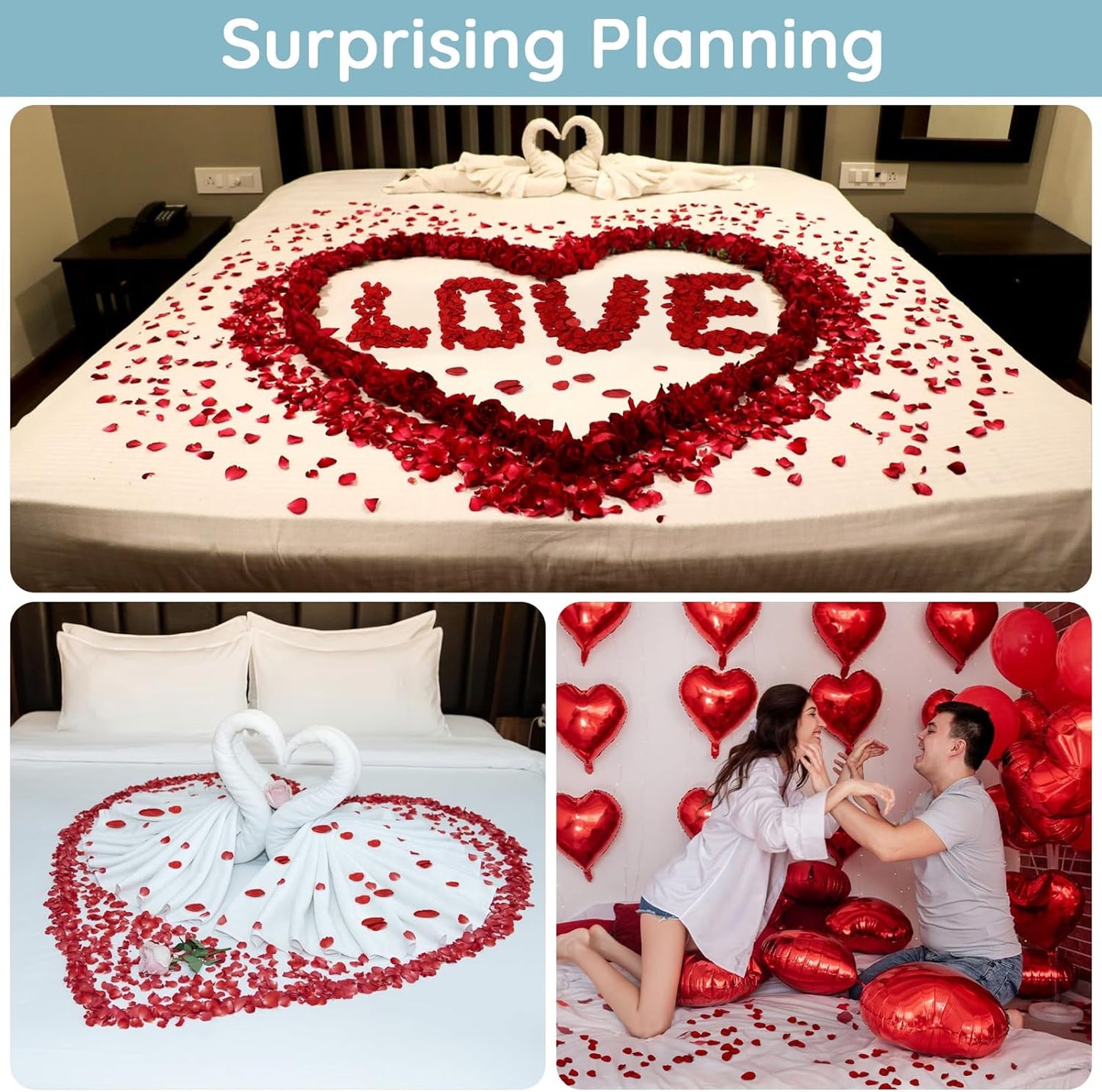 Suream 600 Pcs Flower Petals for Wedding, Red Beautiful Realistic Rose Pedals for Wedding Centerpiece Table Decorations, Flower Girl Basket, Romantic Night, Aisle Decorations for Wedding Ceremony