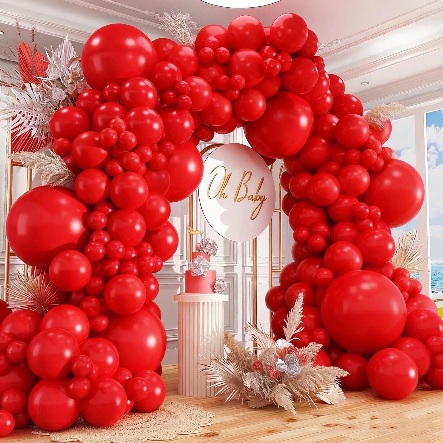 412pcs Red Balloons 18 12 10 5 Inch Red Balloon Garland Arch Kit Different Sizes Matte Latex Balloons for Baby Shower Birthday Wedding Party Decorations