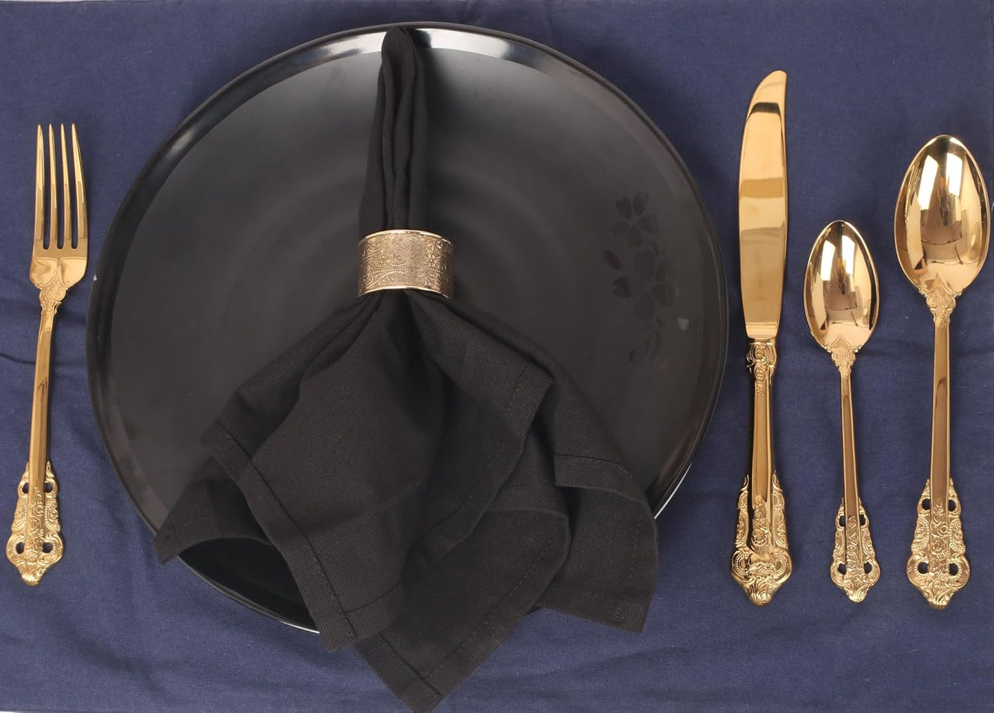 Gorgeous Beautifully Handcrafted Floral Large Size Gold Color Party Dining Table Napkin Holders (Set of 12)