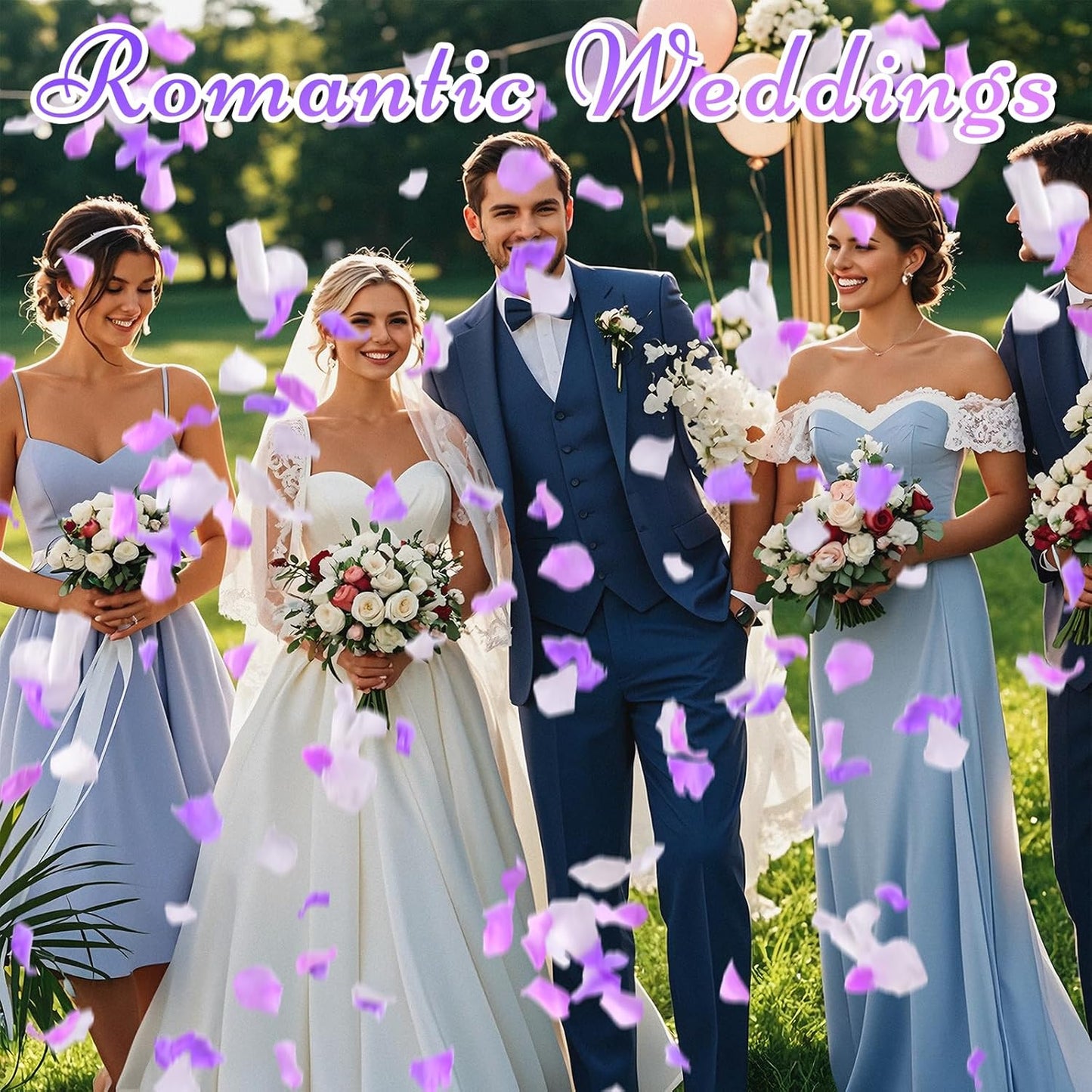 180 PCS Real Purple White Rose Petals for Wedding Flower Girl to Throw, 1.75oz Mixed Fresh Dried Rose Petal for Proposal Centerpieces Valentine's Day Romantic Night Decor