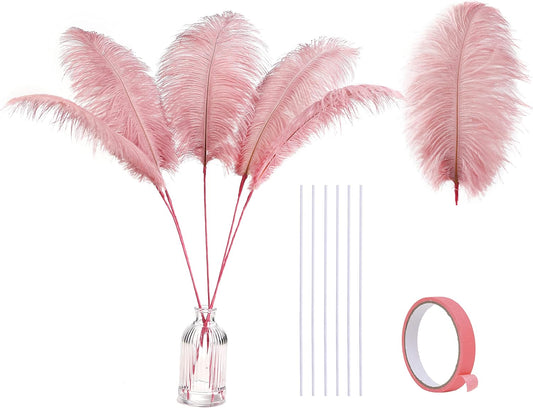 Holmgren Pink Craft Ostrich Feathers - 20pcs Making Kit 22 Inch Ostrich Feathers for Vase, Floral Arrangement, Wedding Party Centerpieces Home Decorations (Lotus Pink)