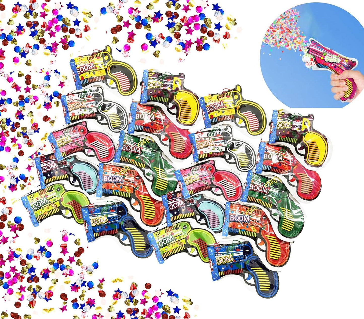 Confetti Cannon,Self-Inflating Confetti Poppers,Wedding and Birthday Party Poppers 20PCS