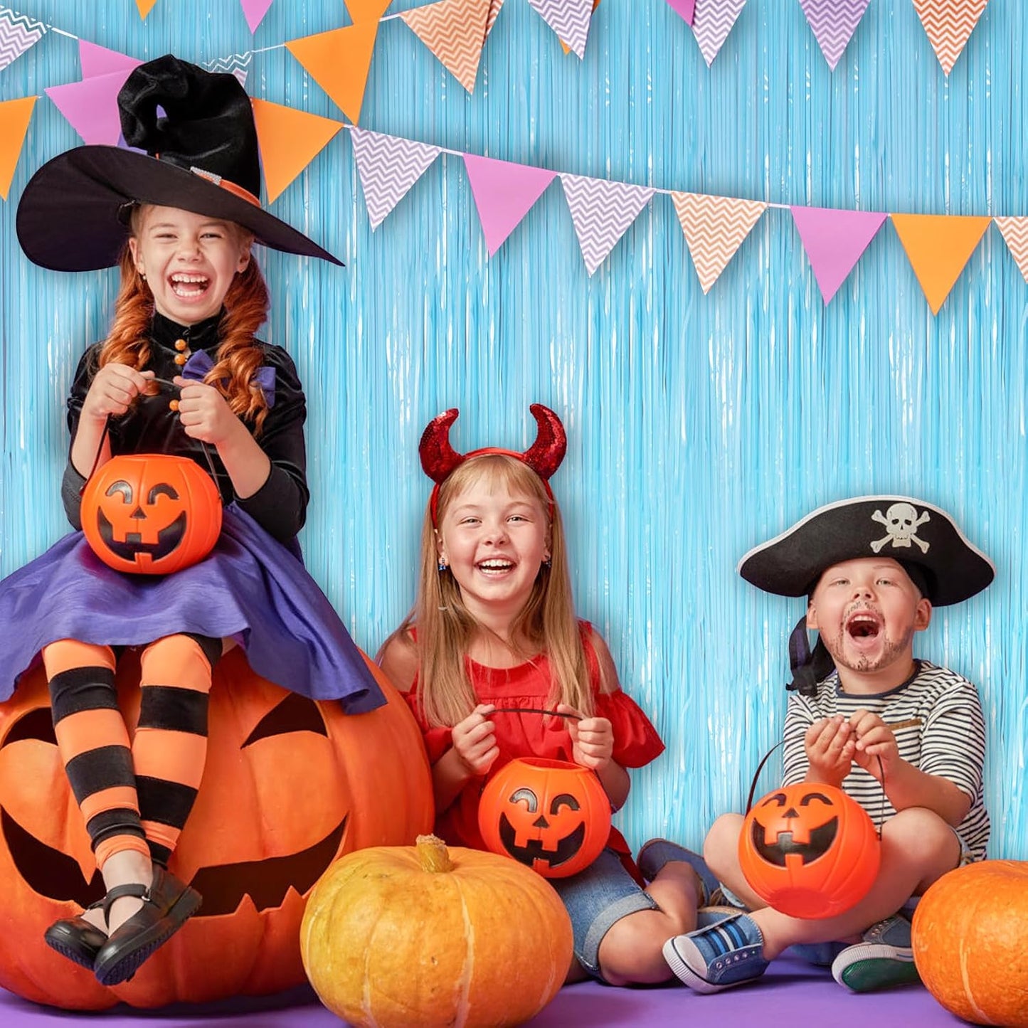 Macaron Blue Fringe Curtain Party Streamers 2Pack 3.3 x 8.3 Ft Foil Fringe Backdrop Curtains for Birthday Wedding Bridal Baby Shower Holiday Tinsel Streamers Blue Party Decorations Door Streamer