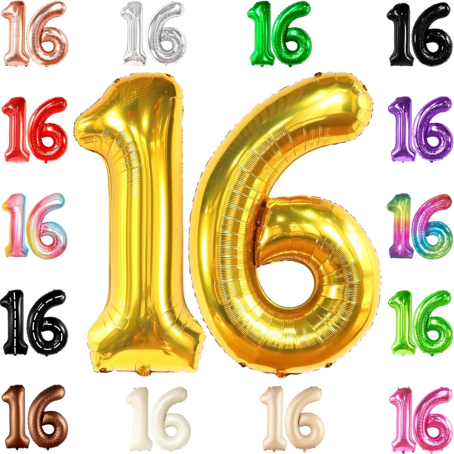 KatchOn, Giant Gold 16 Balloon Numbers - 40 Inch | Gold Number 16 Balloons for Sweet 16 Birthday Decorations | Gold Sweet 16 Balloons | Sweet 16 Balloons for Sweet 16 Party Decorations for Boys