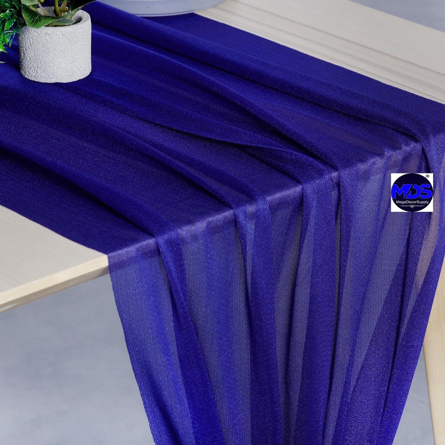 MDS Halloween Chiffon Table Runner - 25 Pack, 29 x 170 Inches, 14ft Each - Sheer Spooky Table Runners for Haunted House Parties, Trick-or-Treat Tables, Witchy Décor, Wedding & Events - Royal Blue