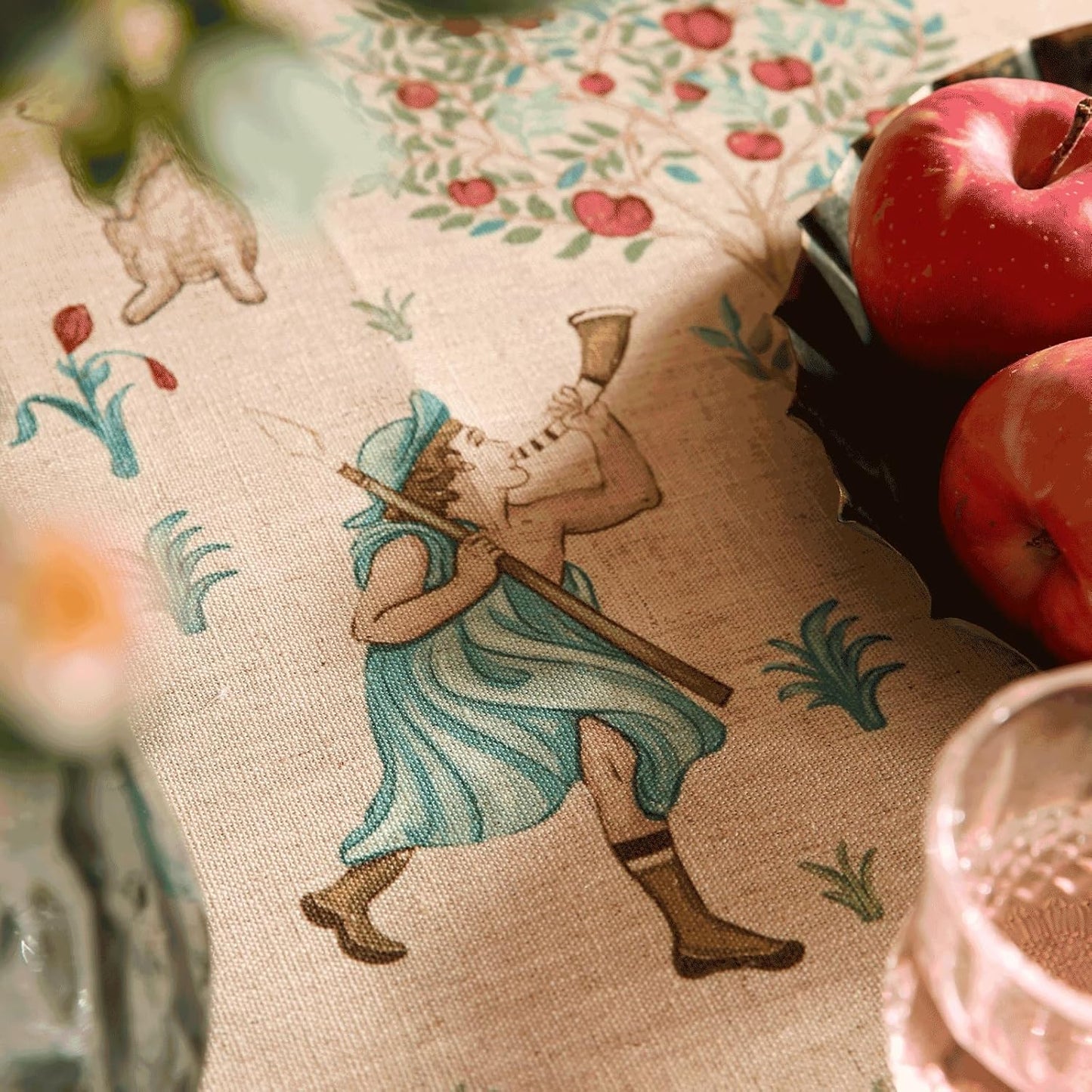 patdrea Designer Vintage Beige Rectangle Tablecloth,Italian Breathable Linen Trees Pattern Table Cloth,Decor Table Cover Cloth for Kitchen Dining,Christmas,Thanksgiving,55"x87"-Tatiana a