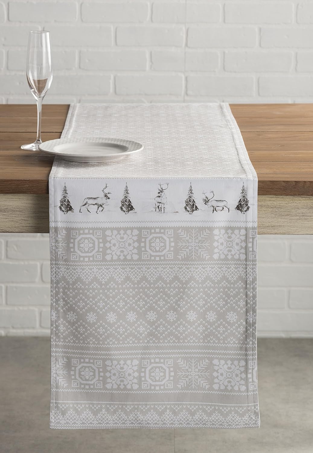 Maison d' Hermine Table Runner 100% Cotton Single Layer Table Runners 36 inches Long for Thanksgiving Christmas Decorations Home Kitchen Dining Party Wedding (Cozy Christmas, 14.5" x 36")