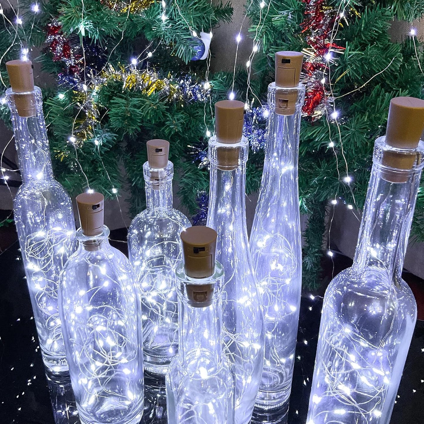 Wine Bottle Lights with Cork, 20 LEDs 6.6 Feet Silver Wire Cork Bottle Lights,Fairy Mini String Lights,for DIY Jar Halloween,Christmas,Party,Decor,Wedding Listing (18 Pack, Cool White)
