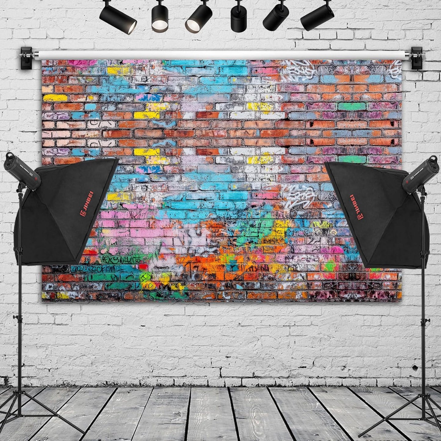 Colorful Graffiti Brick Wall Backdrop Banner - Abstract Street Art Photography Background for Hip Hop Party, 80s 90s Disco, Birthday Wedding Decor, Studio Props & Booth Supplies 98x65 Inch