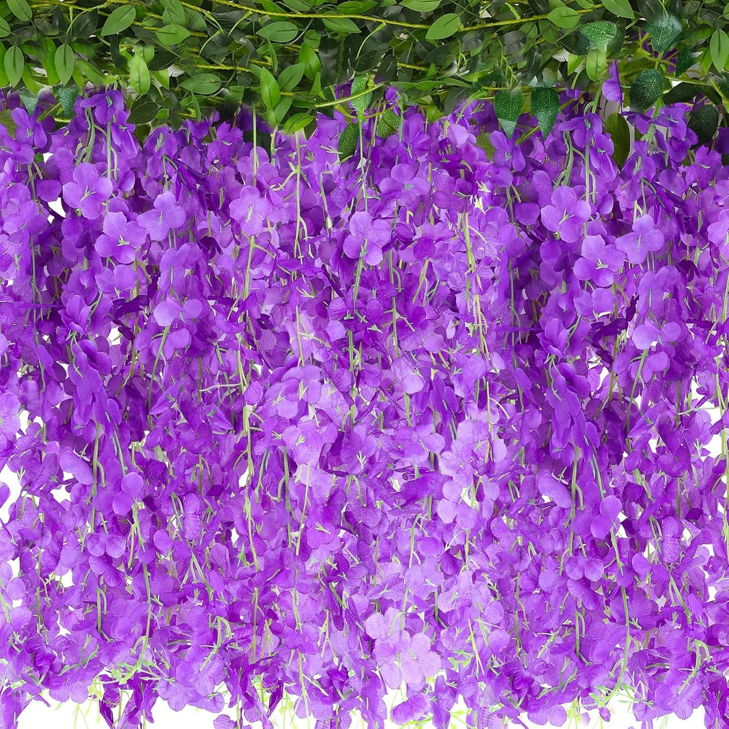 Wisteria Artificial Flowers Garland，10Pcs Total 60ft Silk Fake White Wisteria Flowers Hanging for Home Garden Wedding Arch Party Indoor Outdoor Decor(10,Purple)