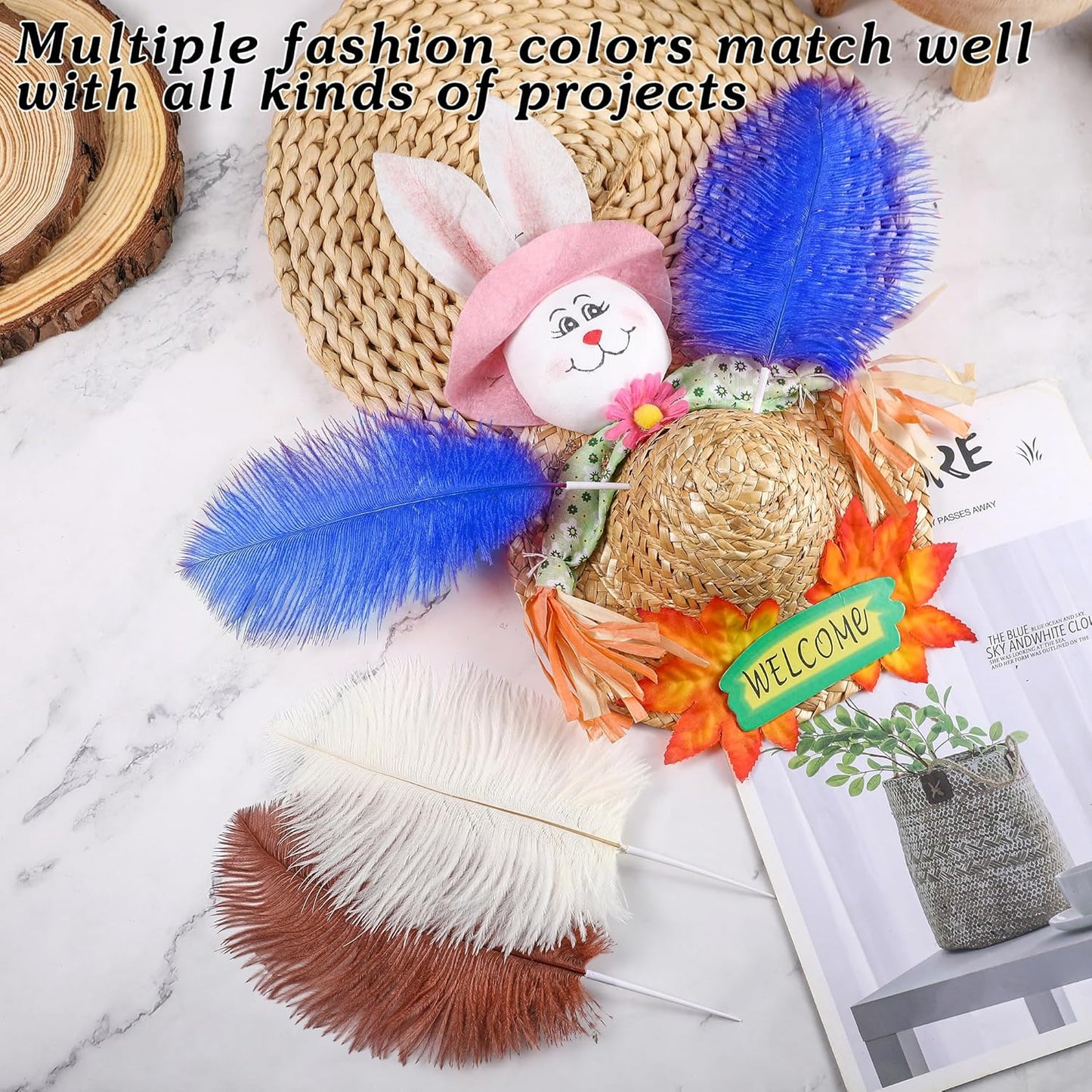 SOGUGOM Blue Craft Ostrich Feathers - 30PCS 6-8 inch Ostrich Feathers Kit for Centerpieces, Kindergarten Crafts, Dream Catchers and DIY Projects(Royal Blue)