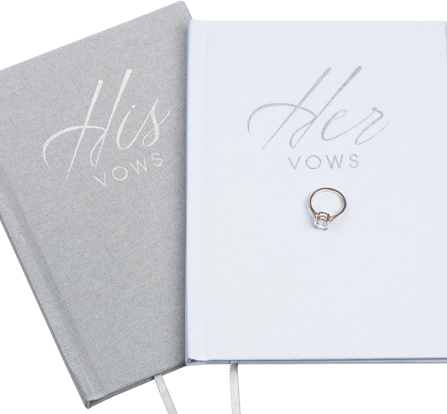 FLUYTCO Wedding Vow Book Keepsakes (2 Book Set, His & Hers) Linen Hardcover - Bonus Wedding day Cards - Vow Renewal - Bridal Shower Gifts - Booklet - Journal - Future Mrs & Mr