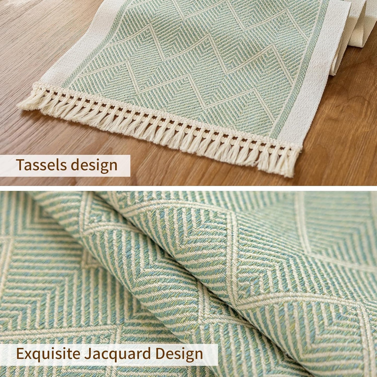 Table Runner 48 Inches Long,Waterproof Boho Table Runner with Tassel Fringe,Table Runners for Party Coffee Table