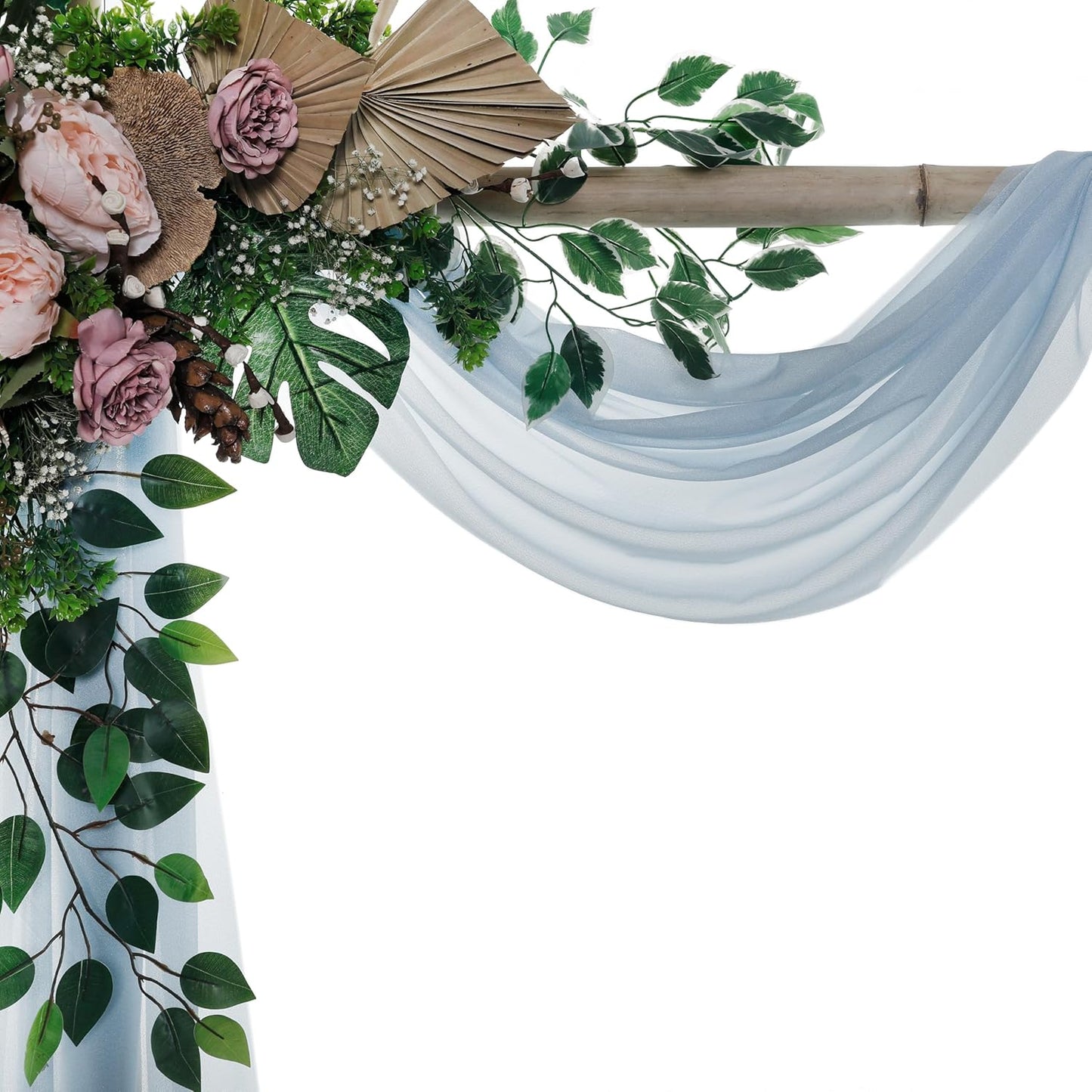 VDS Pack of 2 Panel (30 Inch X 30 Feet) Wedding Arch Draping Fabric Sheer Chiffon Fabric Drapery for Wedding Ceremony Reception Swag Backdrop Canopy Chuppah ARBO Altars Decoration (Baby Blue)