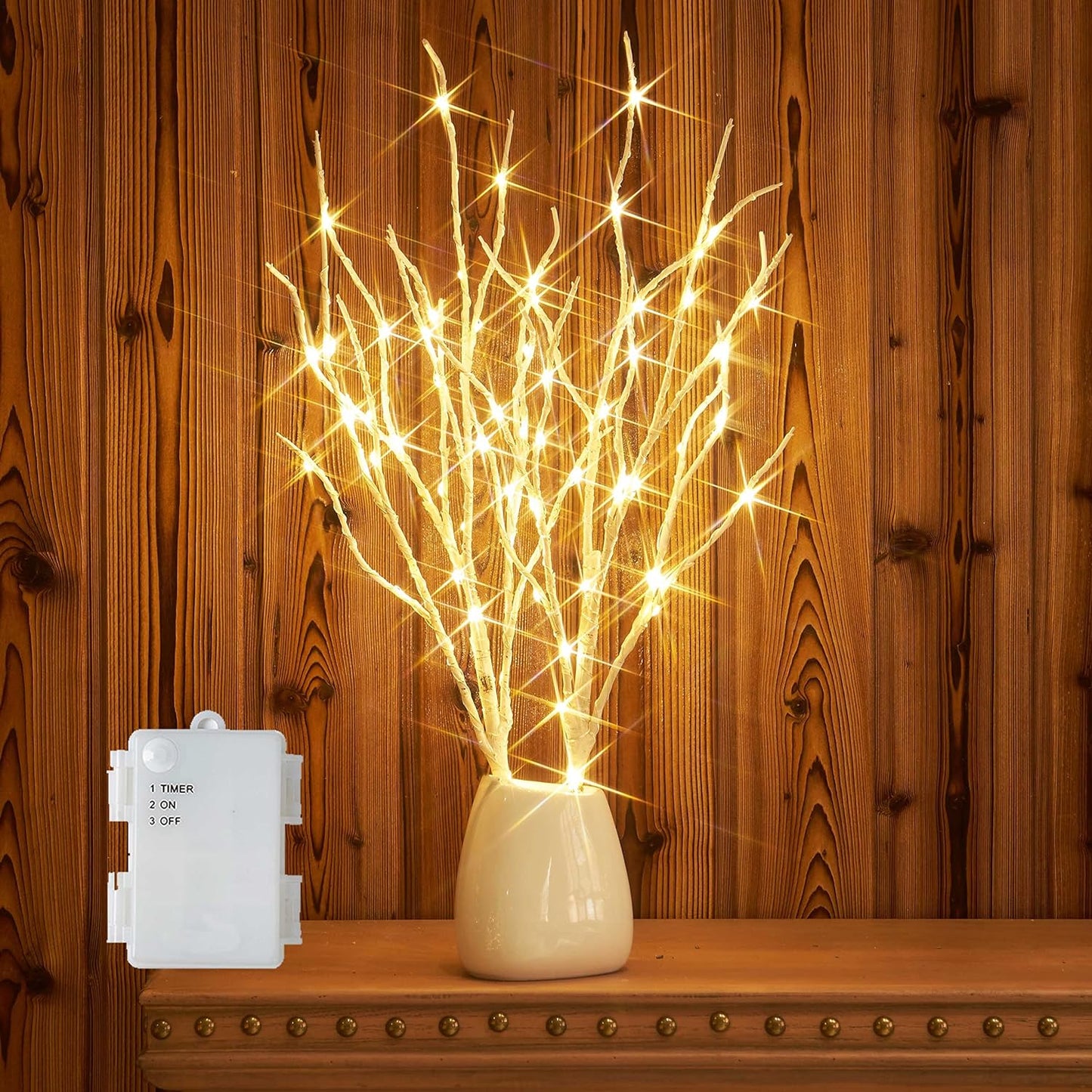 Hairui Lighted Birch Branches 18IN 70 White Willow LED Battery Operated with Timer Twig Lights for Summer Christmas Wedding Decoration Indoor Outdoor(Vase Excluded)