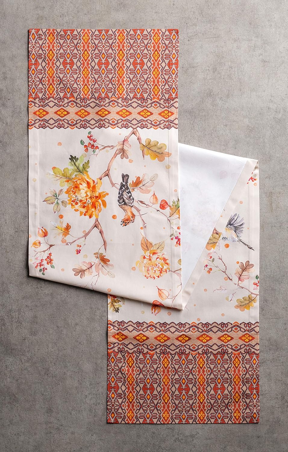 Maison d' Hermine Table Runner 100% Cotton Single Layer Table Runners 48 inches Long for Thanksgiving Christmas Decorations Home Kitchen Dining Party Wedding (Kelim - Prairie, 14.5" x 48")