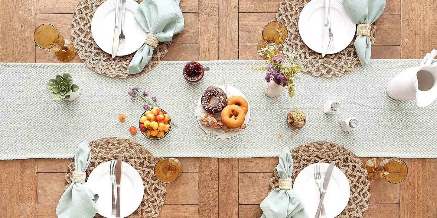 DII Woven Basic Tabletop Collection Chevron Table Runner, 15x108, Jadeite