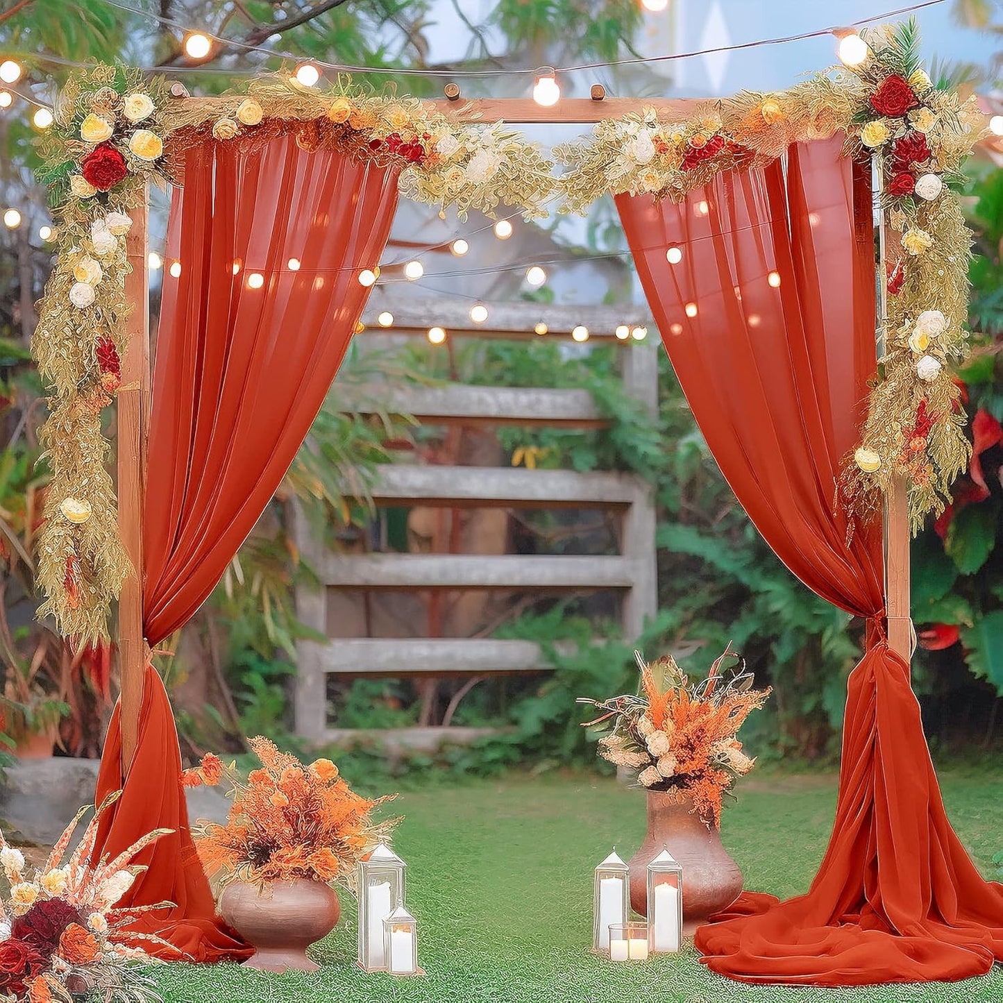 Arch Drapes for Wedding Arch Draping Fabric Terracotta Sheer Backdrop Curtain for Ceremony Bridal Party Decor 6 Yards 19Ft Length x 28" Width 1 Panel