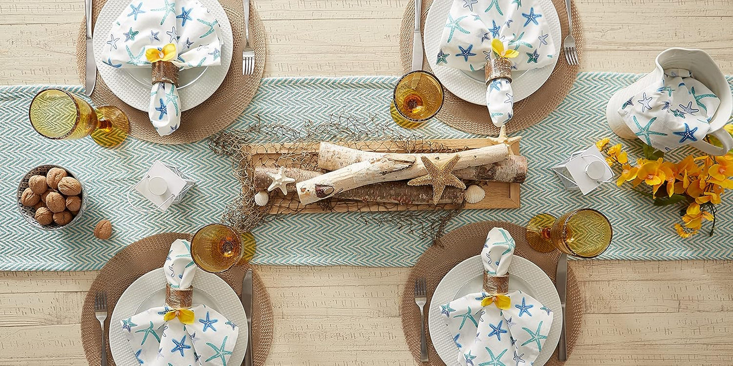 DII Woven Basic Tabletop Collection, Chevron Table Runner, 15x108, Aqua