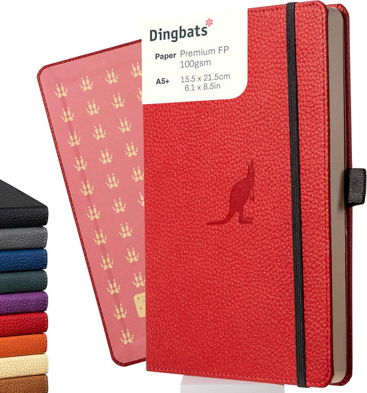 Dingbats* Wildlife Dotted Writing Journal Notebook A5 - Vegan Leather Hardcover - Ideal for Work, Travel - Pocket, Elastic Closure, & Bookmark