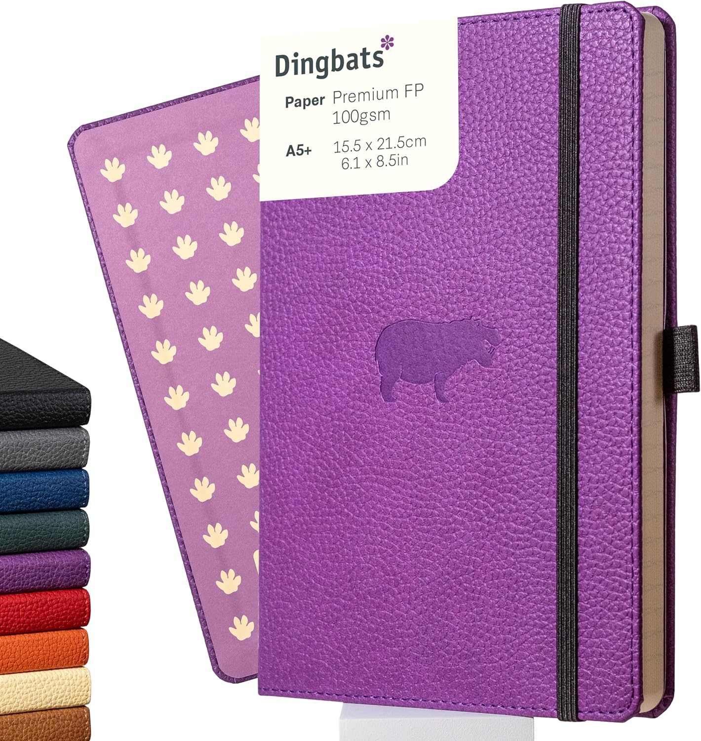 Dingbats* Wildlife Lined Writing Journal Notebook A5 - Vegan Leather Hardcover - Ideal for Work, Travel - Pocket, Elastic Closure, & Bookmark