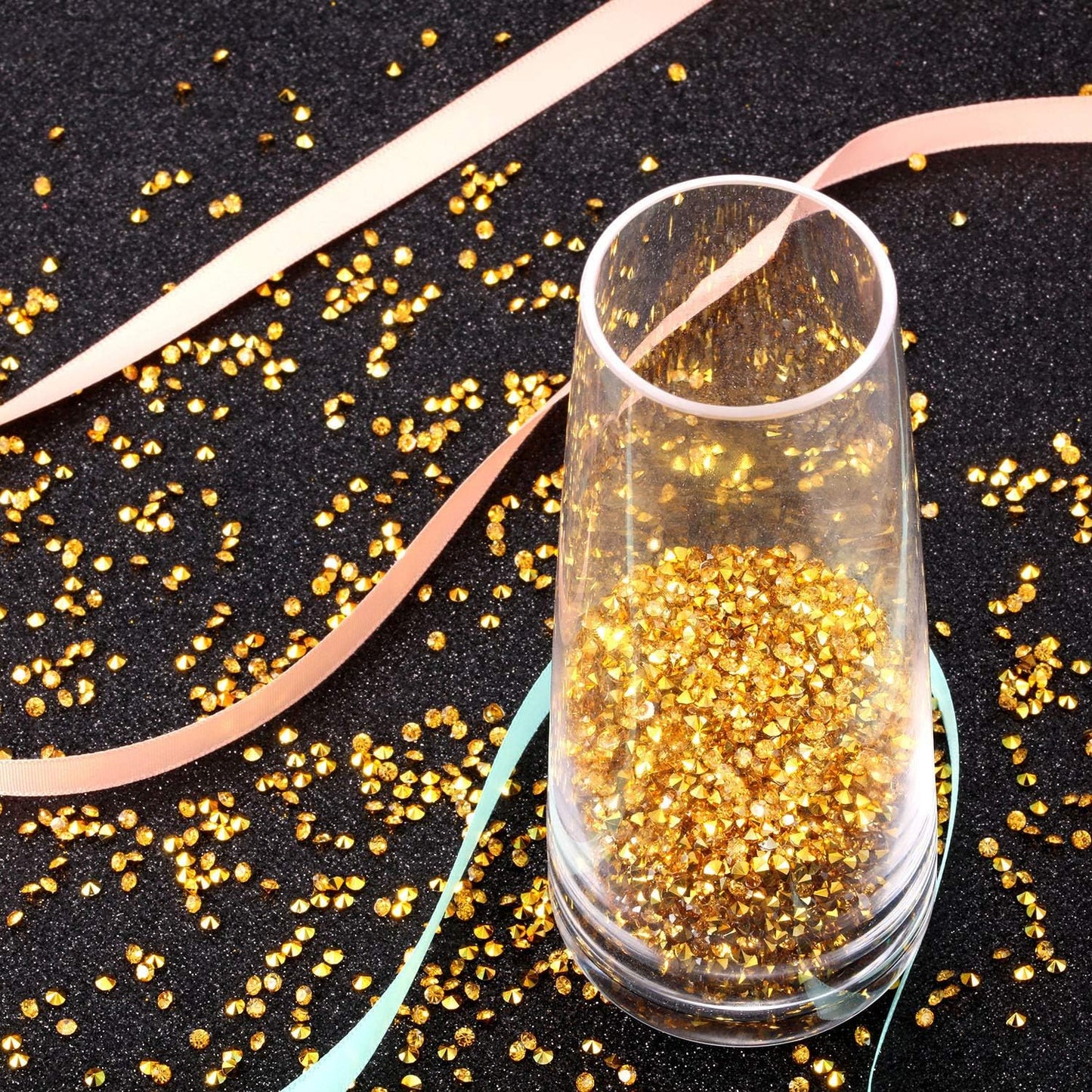 10000 Clear Wedding Table Scatter Confetti Crystals Acrylic Diamonds Rhinestones for Table Centerpiece Decorations Wedding Decorations Bridal Shower Decorations Vase Beads (Gold, 4 MM)