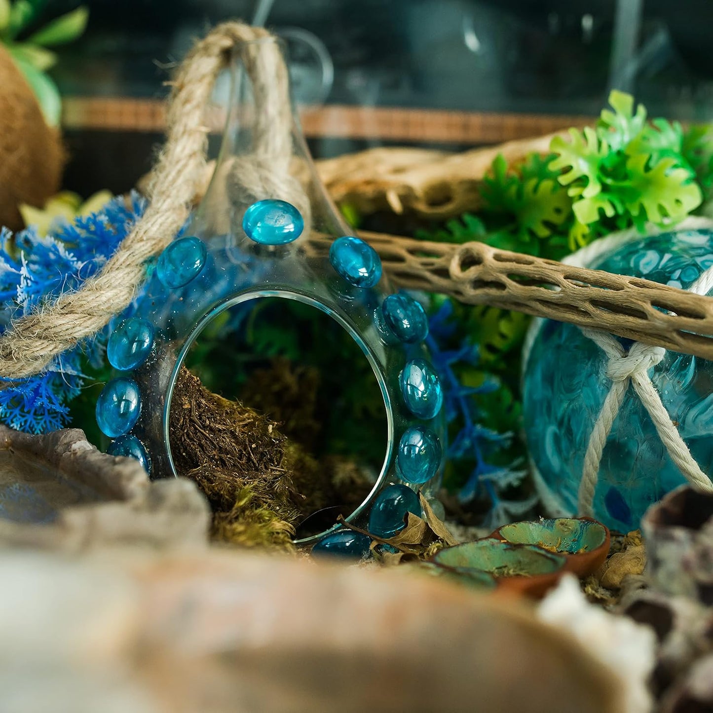 Galashield Flat Glass Marbles for Vases Blue Glass Gems Beads Pebbles Vase Filler (5 LBS, Approx. 540 PCS)