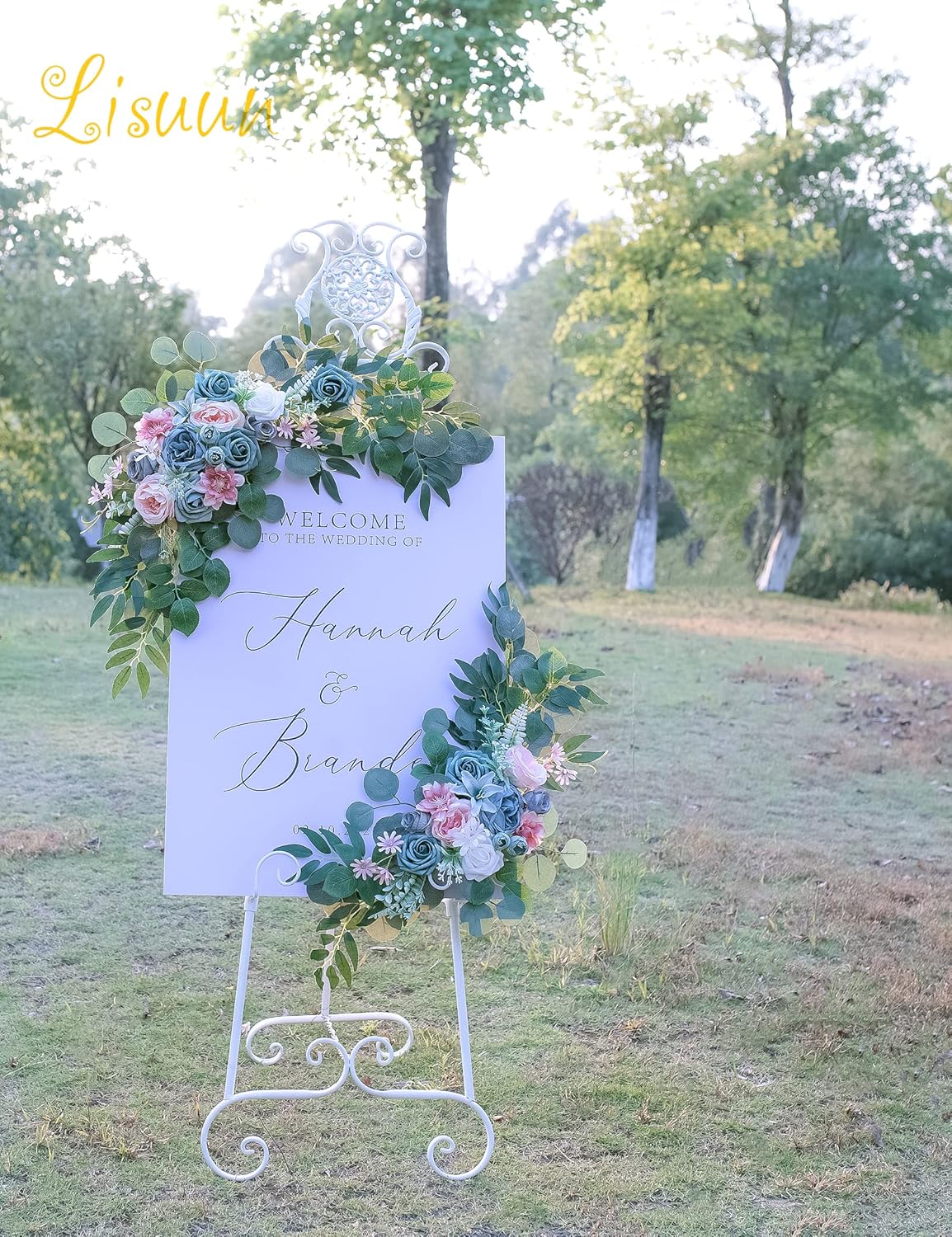 Wedding Arch Flowers, Artificial Flowers for Reception Backdrop and Welcome Ceremony Sign, Large Flower Swag for Dreamy Romantic Wedding Ceremony Floral Decor - Pack of 2