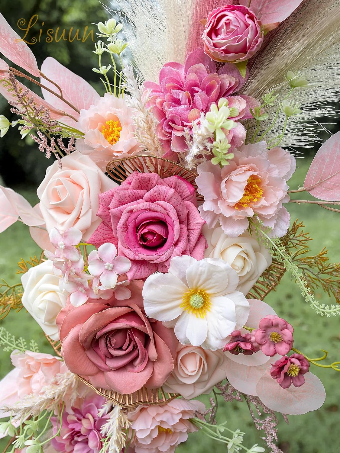 Wedding Arch Flowers, Artificial Flowers for Decoration, Large Flower Swag for Boho Styles Wedding Ceremony Floral Decor - Pack of 2