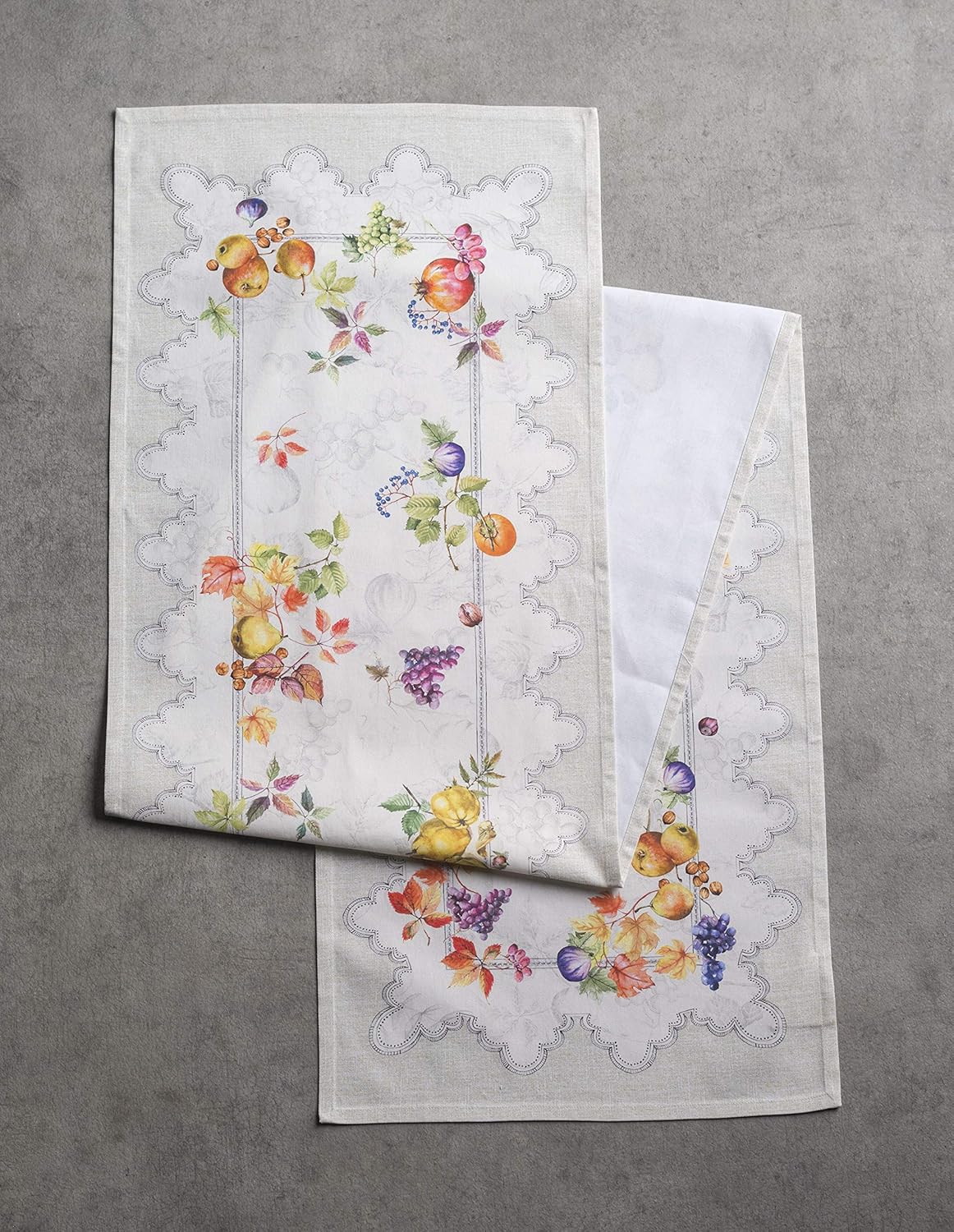 Maison d' Hermine Table Runner 100% Cotton Single Layer Table Runners 90 inches Long for Thanksgiving Christmas Decorations Home Kitchen Dining Party Wedding (Fruit D'Hiver, 14.5" x 90")