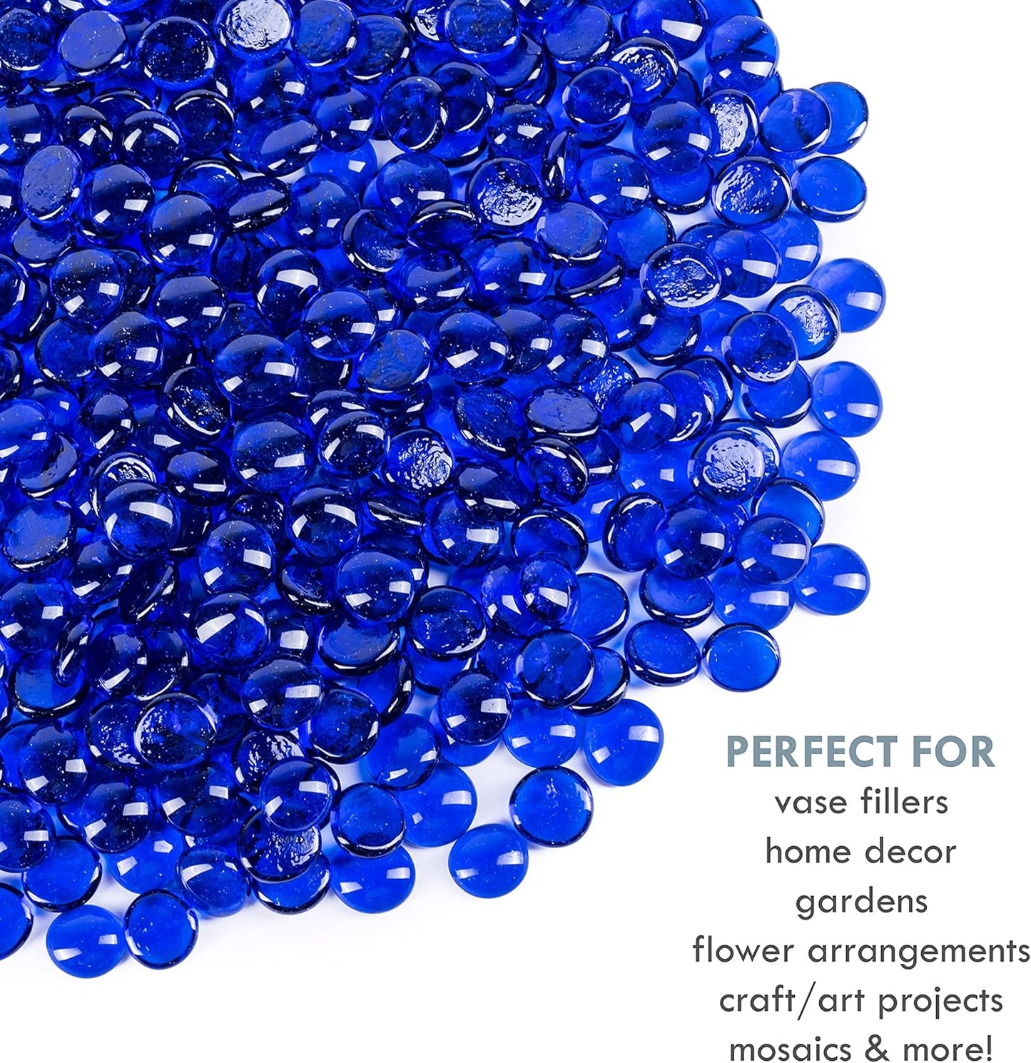 Galashield Flat Glass Marbles for Vases Cobalt Blue Glass Gems Beads Pebbles Vase Filler (5 LBS, Approx. 540 PCS)