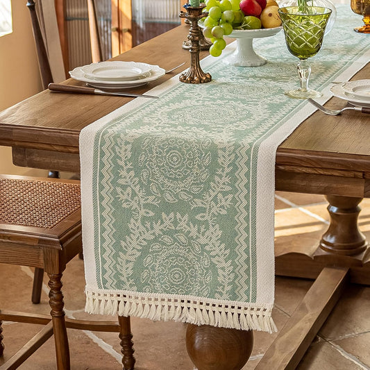Table Runner 48 Inches Long,Waterproof Boho Table Runner with Tassel Fringe,Table Runners for Party Coffee Table