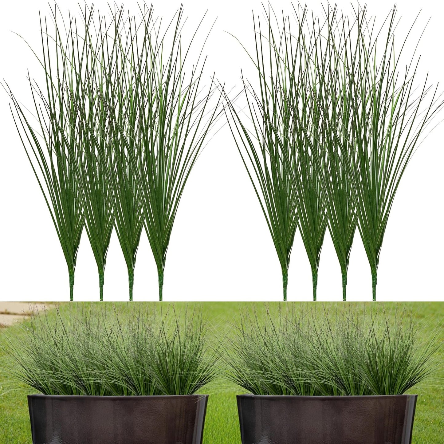 8PCS 17.3" Fake Plants Artificial Wheat Grass Greenery Plastic Plants Fake Grass Artificial Plants for Outdoor Decor Artificial Flower with Greenery Stems for Indoor Home Decoration