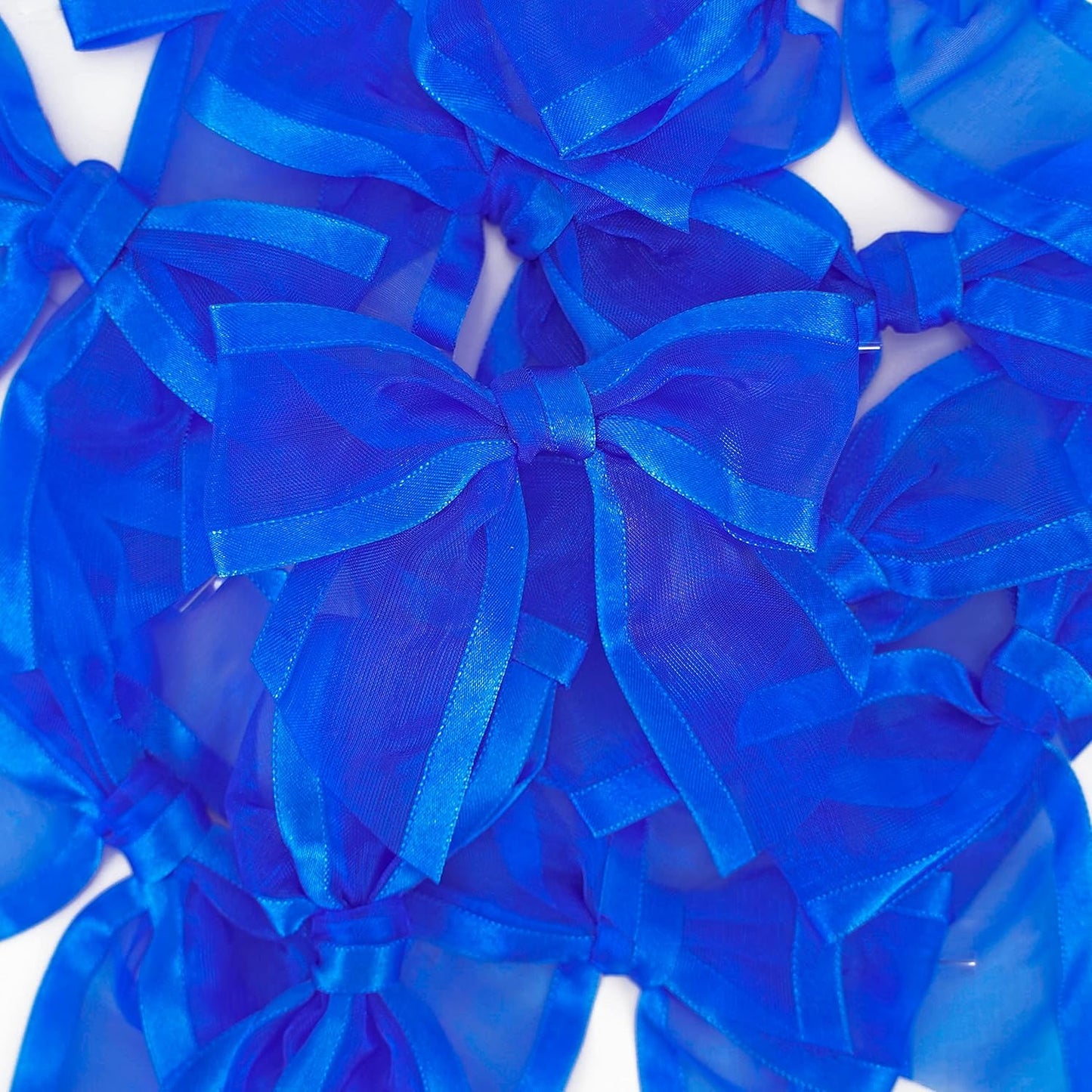 AIMUDI Royal Blue Bows 4" Organza Bows Premade Twist Ties Bows for Gift Wrapping Crafts Treat Bags Baskets Cake Pop Baby Shower Birthday Wedding Decor - 12 Counts