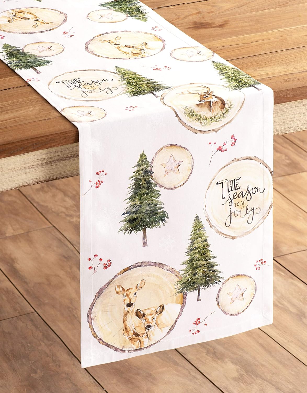 Maison d' Hermine Table Runner 100% Cotton Single Layer Table Runners 90 inches Long for Thanksgiving Christmas Decorations Home Kitchen Dining Party Wedding (Mountain Life, 14.5" x 90")