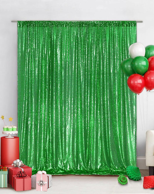 Eternal Beauty Green Sequin Backdrop, 10x10 Ft Glitter Background Curtains for Christmas Shimmer Photography Party Wedding Birthday Back Drop Decor