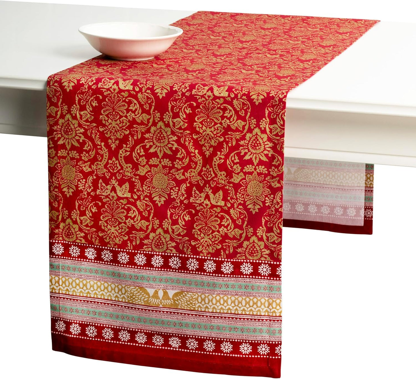 Maison d' Hermine Table Runner 100% Cotton Single Layer Table Runners 72 inches Long for Thanksgiving Christmas Decorations Home Kitchen Dining Party Wedding (Sofia, 14.5" x 72")