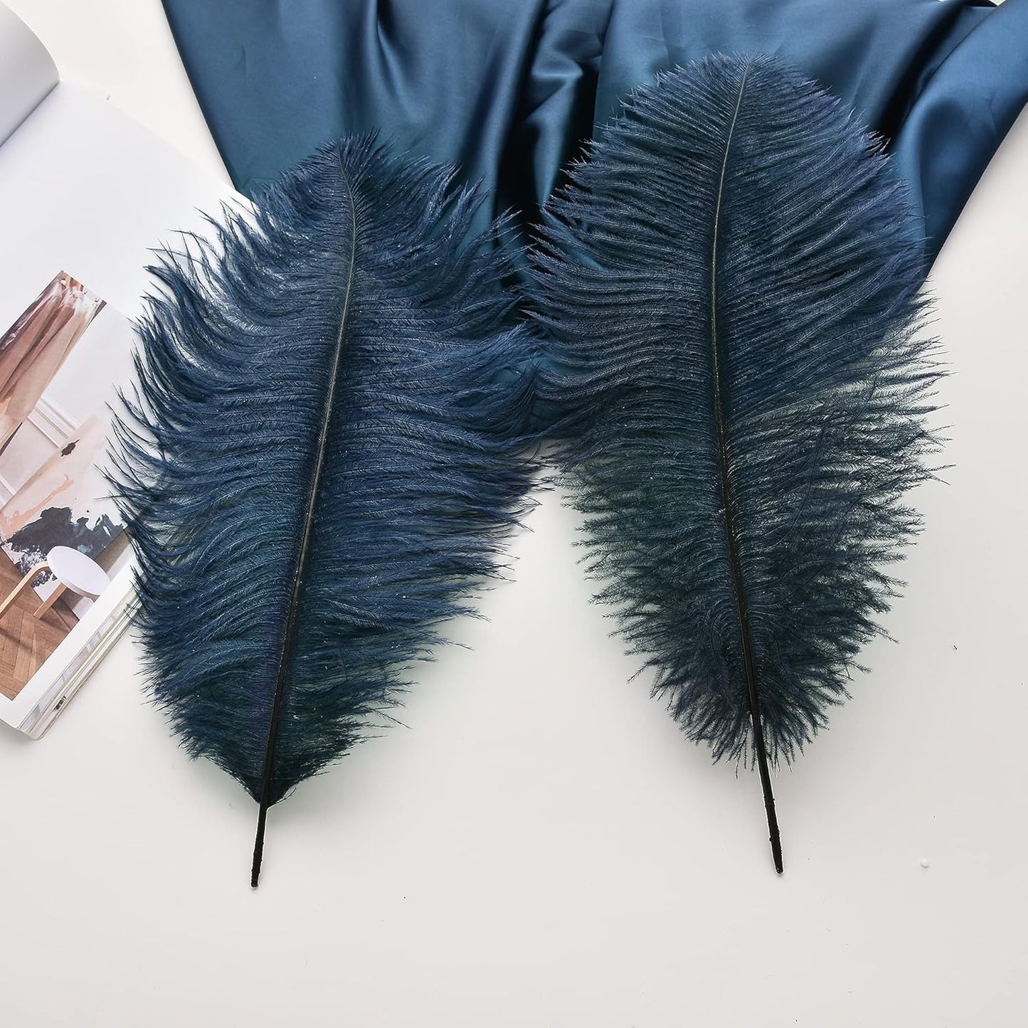 Ballinger Navy Blue Ostrich Feathers Plumes - 24pcs 8-10inch Craft Feathers for Wedding Party Centerpieces Halloween Decorations