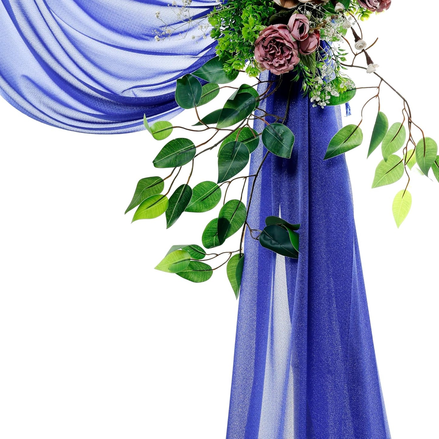 VDS Pack of 1 Panel (30 Inch X 50 Feet) Wedding Arch Draping Fabric Sheer Chiffon Fabric Drapery for Wedding Ceremony Reception Swag Backdrop Canopy Chuppah ARBO Altars Decoration (Royal Blue)