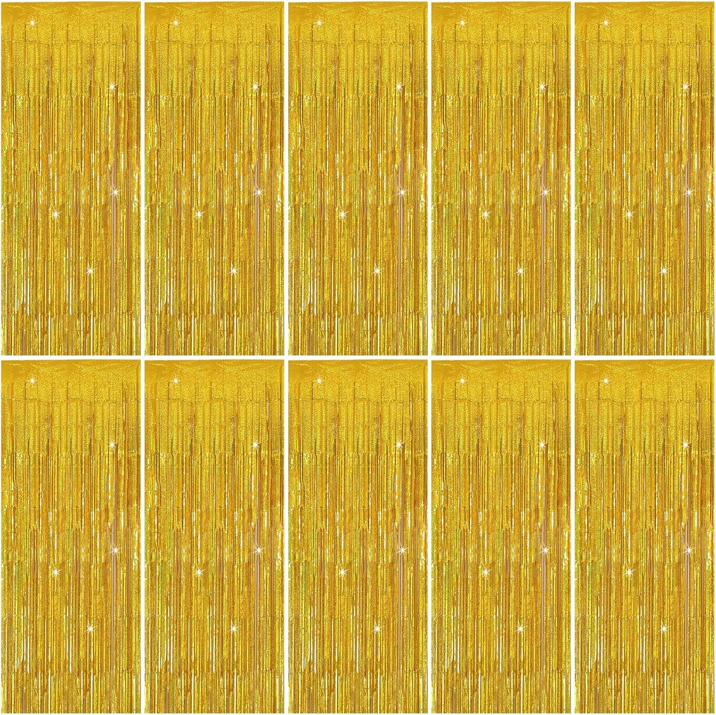 Tinsel Curtain Party Backdrop Gold Birthday Party Decorations 10 Packs Glitter Foil Fringe Curtain Party Decor Streamers Photo Booth for Birthday Christmas Wedding Halloween Graduation Decorations