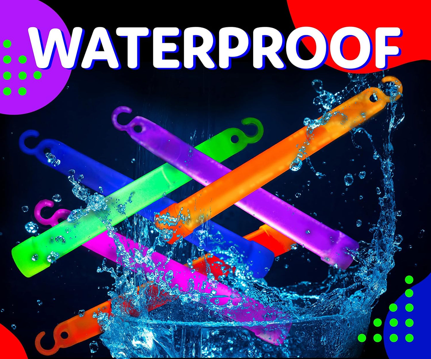 PartySticks Glow Sticks Party Supplies for Kids and Adults (30pk Assorted) - 6 Inch Bulk Glow Light Up Sticks Party Favors, Glow in the Dark Party Decorations, Waterproof Nontoxic Glow Necklaces