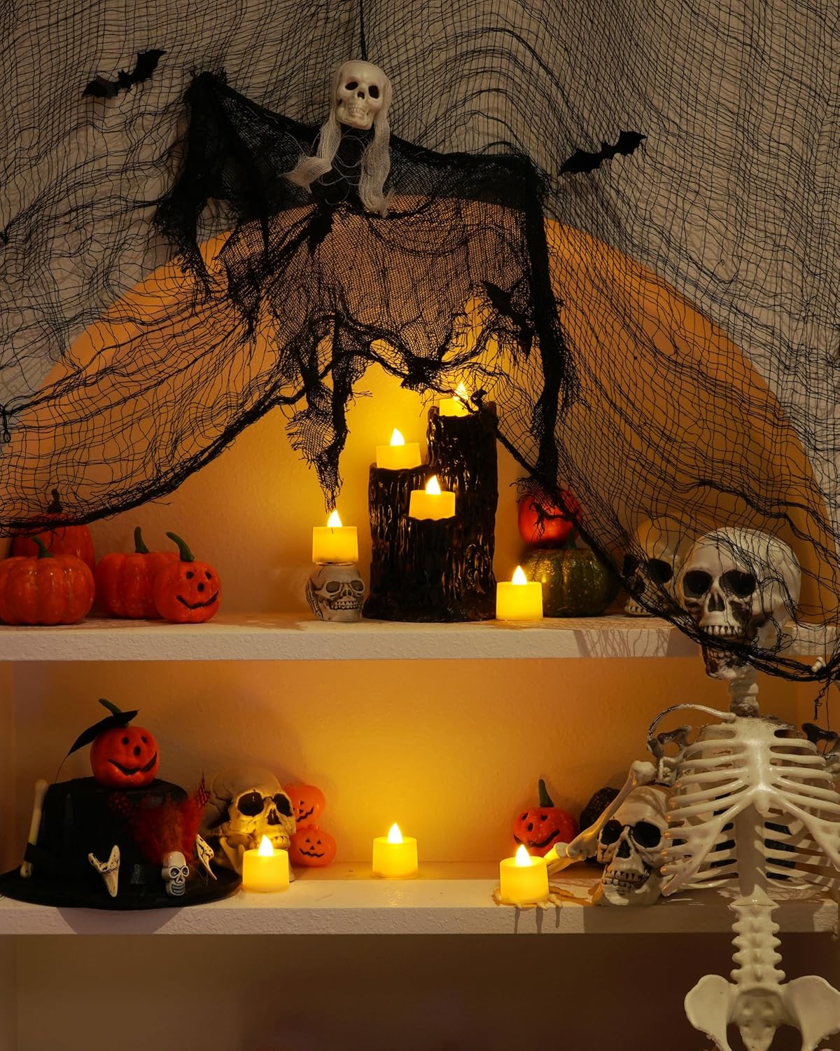 Amagic 50 Pack LED Tea Lights, Flameless Votive Candles, Lasting Electric Fake Small Candles, Battery Operated Tealights Candles for Halloween, Christmas, Home Decor, Wedding, Party, Festival (Ivory)