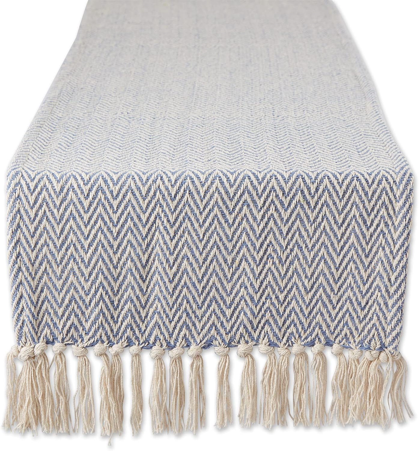 DII Woven Basic Tabletop Collection, Chevron Table Runner, 15x72, Stone Blue