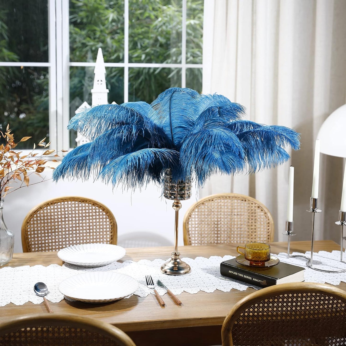 Larryhot 16-18inch Long Ostrich Feathers - 10pcs Feathers Centerpieces for Tables,Wedding Party and Home Decorations (Turquoise)