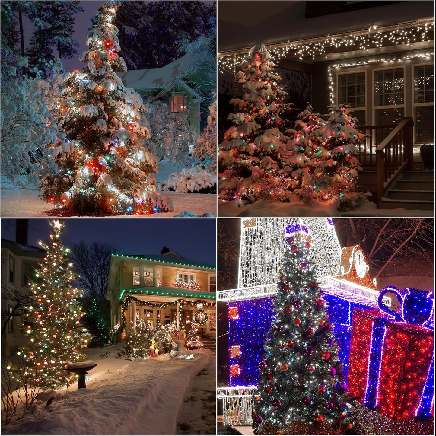 LAMPHOME 33ft Christmas Decorative Mini Lights, 100 LED transparent Wire Fairy Starry String Lights Plug in, 12 Lighting Modes, for Indoor Outdoor Xmas Tree Wedding Party Decoration (White+Multicolor)