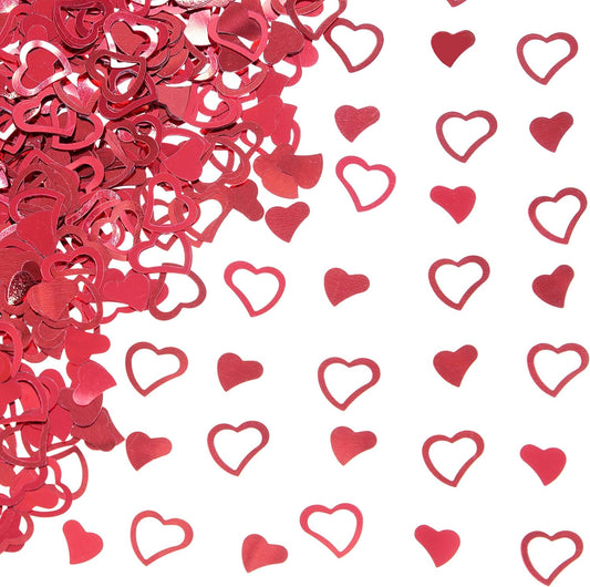 Red Love Heart Table Confetti - Valentines Day Party Foil Metallic Sequins Sprinkles Decorations, 60g