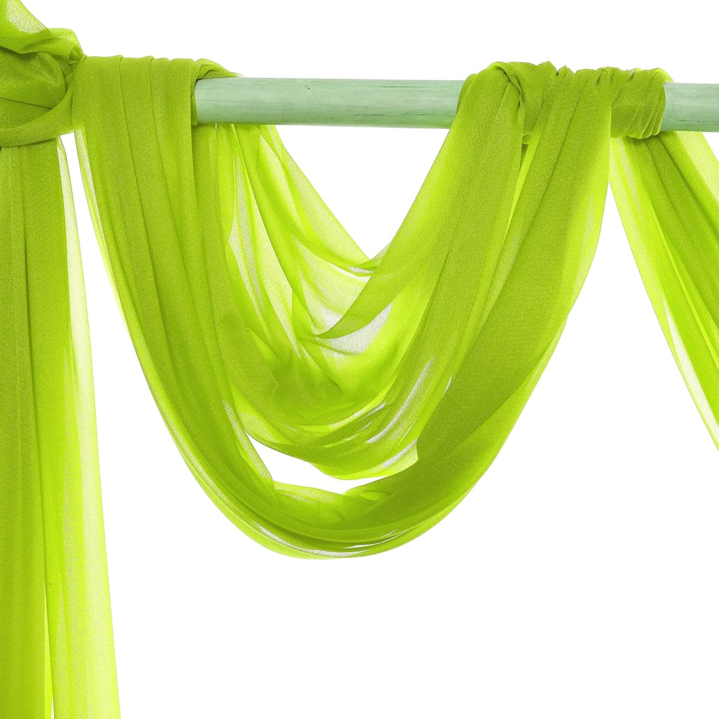 VDS Pack of 1 Panel (30 Inch X 30 Feet) Wedding Arch Draping Fabric Sheer Chiffon Fabric Drapery for Wedding Ceremony Reception Swag Backdrop Canopy Chuppah ARBO Altars Decoration (Parrot Green)