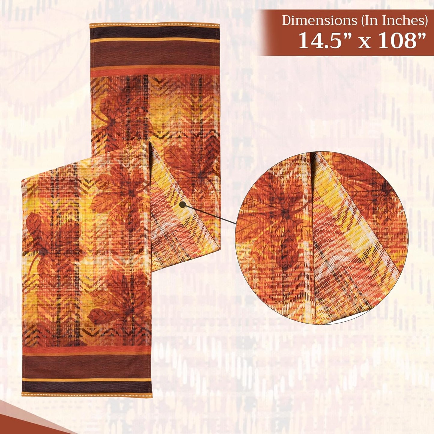 Maison d' Hermine Table Runner 100% Cotton Double Layer Table Runners 108 inches Long for Thanksgiving Christmas Decorations Home Kitchen Dining Party Wedding (Thanksgiving Tartan, 14.5" x 108")