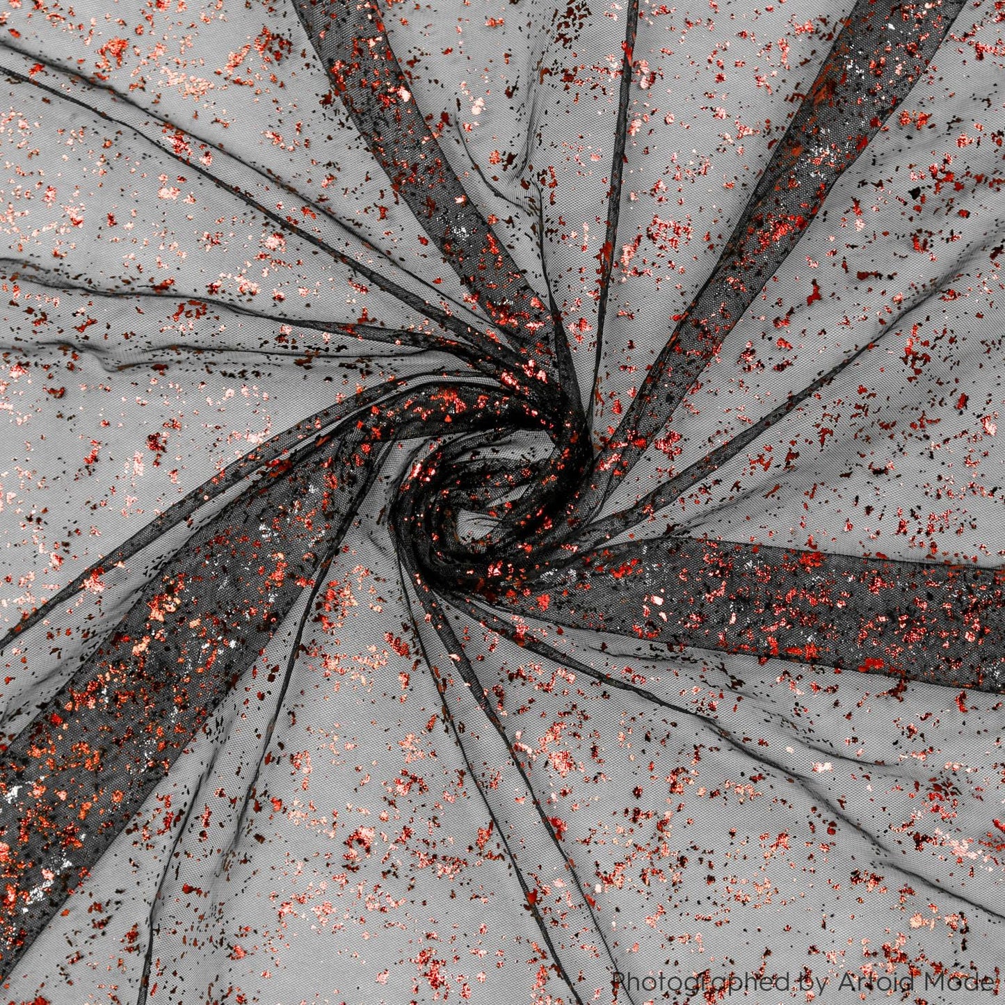 Artoid Mode 6PCS Black Red Gold Gauze Table Runner 120 Inch 10FT, Glitter Metallic Foil Sheer Dining Wedding Anniversary Holiday Table Decor for Home Party