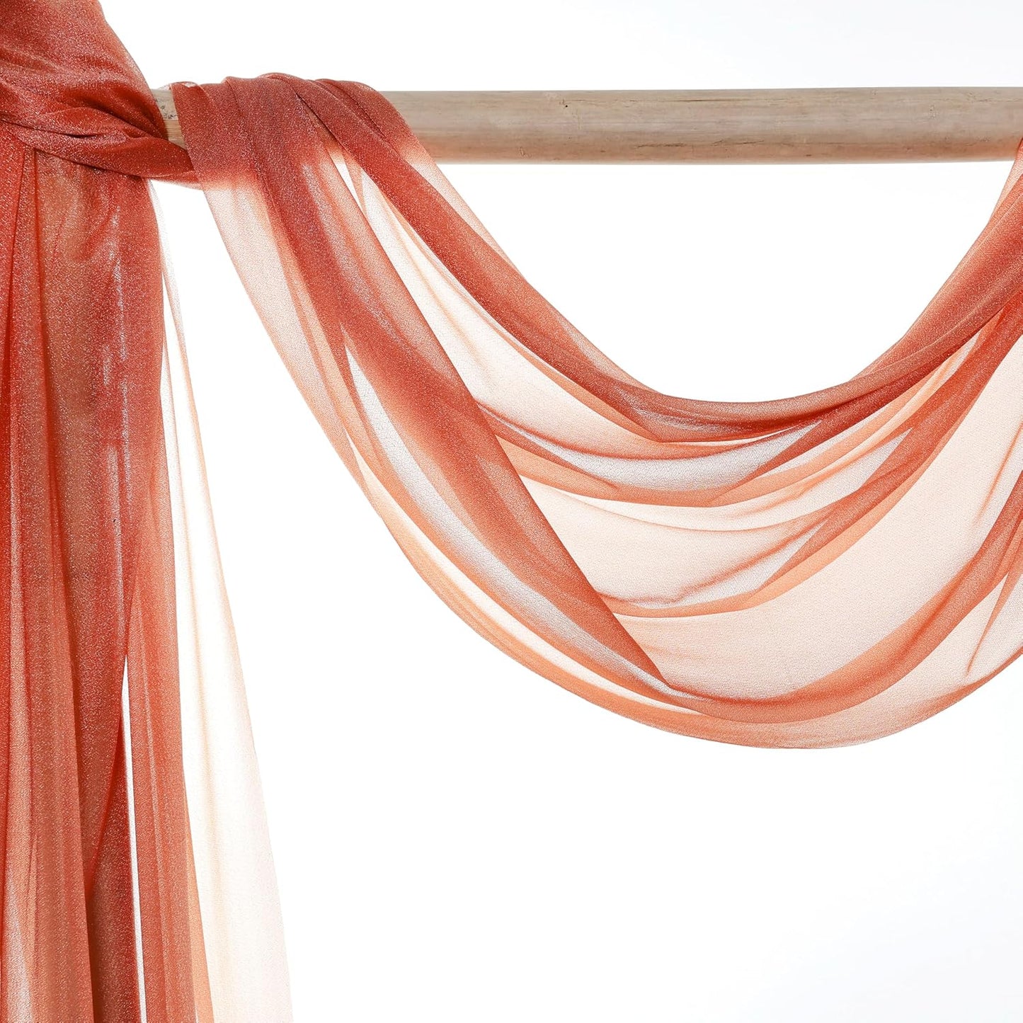 VDS Pack of 2 Panel (30 Inch X 50 Feet) Wedding Arch Draping Fabric Sheer Chiffon Fabric Drapery for Wedding Ceremony Reception Swag Backdrop Canopy Chuppah ARBO Altars Decoration (Terracotta)